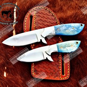 Custom handmade Damascus steel cowboy and folding knife – Lazy J