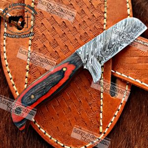 Custom handmade Damascus steel cowboy and folding knife – Lazy J