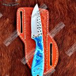 Custom handmade Damascus steel cowboy and folding knife – Lazy J