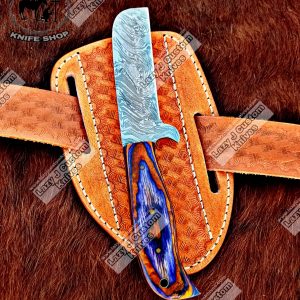 Custom handmade Damascus steel cowboy knife – Lazy J Custom Knives