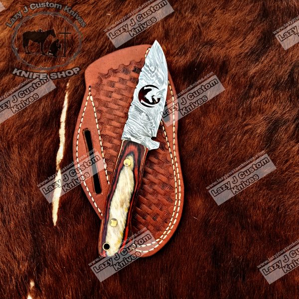 Custom handmade Damascus steel cowboy knife – Lazy J Custom Knives