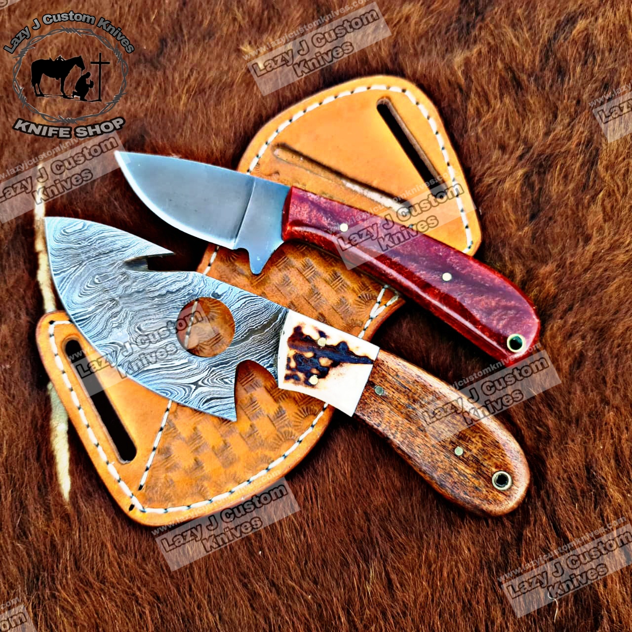 Custom made 1095 Steel Two Cowboy Skinner knives set.Best Gift for