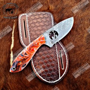 Custom handmade Damascus steel cowboy and folding knife – Lazy J